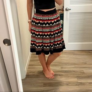 Anthropologie Fei Denpasar Tribal Geometric Print Pleated Skirt size 4